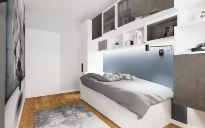 Sketchhouse Natalia Brek, aranzacja wnetrz, waski pokoj, lukowa sciana