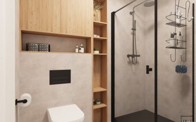 Sketchhouse Natalia Brek, projektowanie wnetrz, lazienka odcienie bezu