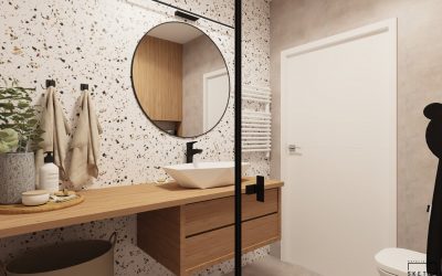 Sketchhouse Natalia Brek, projektowanie wnetrz, lazienka odcienie bezu
