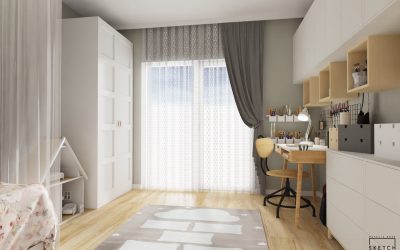 Sketchhouse Natalia Brek, projektowanie wnetrz, rozowy pokoj dziewczynki
