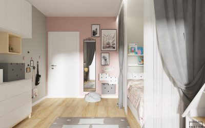 Sketchhouse Natalia Brek, projektowanie wnetrz, rozowy pokoj dziewczynki