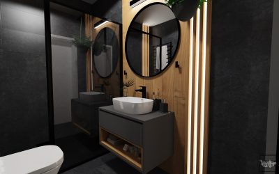 Sketchhouse Natalia Bręk projektowanie wnętrz czarna łazienka