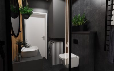 Sketchhouse Natalia Bręk projektowanie wnętrz czarna łazienka